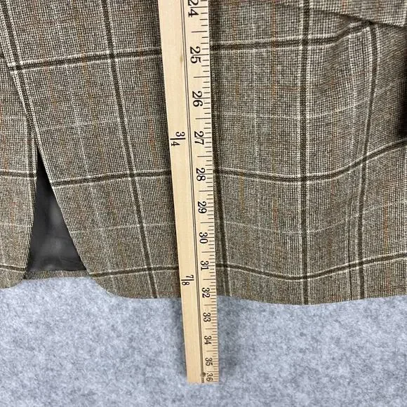 Vintage Hardy Amies Blazer Sport Coat Mens 40R Tan Plaid Wide Lapel Academia